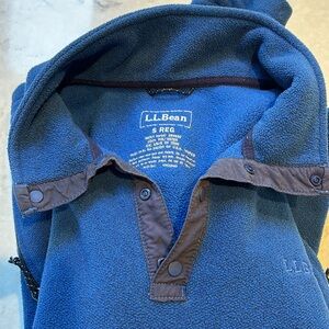 LL Bean 1/4 Snap T Polartec Fleece Long Sleeve Blue Pullover Mens Small